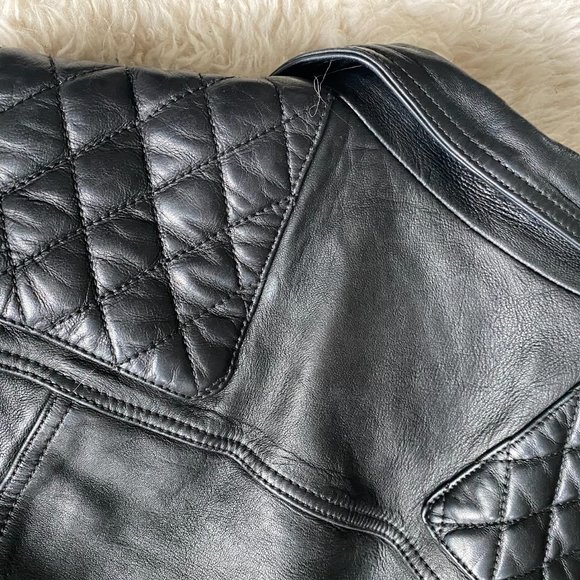 All Saints Quilted Leather Biker Jacket Size 6 - Picture 6 of 8
